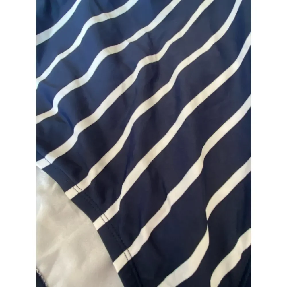 Kona Sol Women’s Dark Navy Blue/White Striped One-Piece Swimsuit Size Medium
